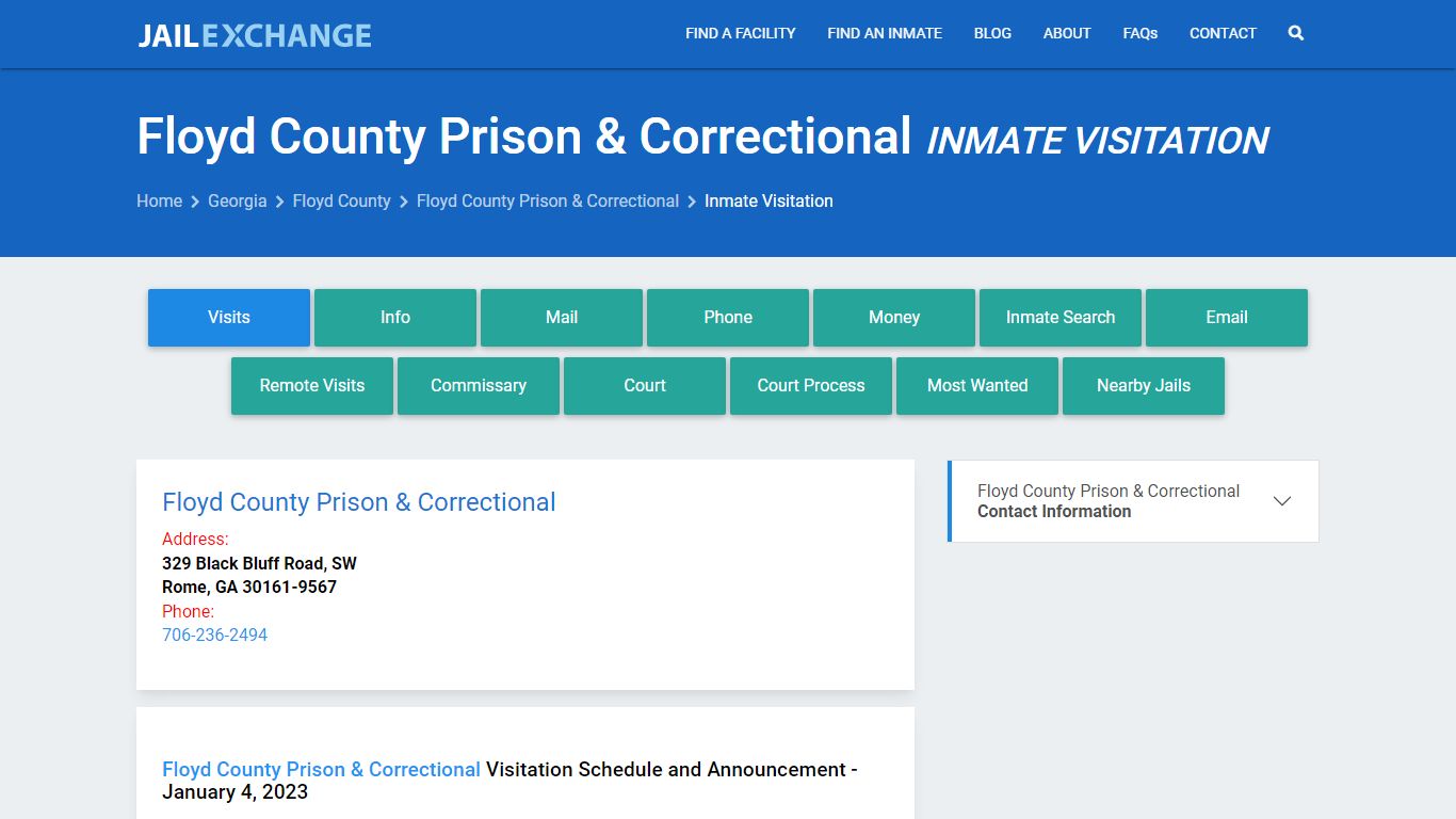 Inmate Visitation - Floyd County Prison & Correctional, GA - Jail Exchange